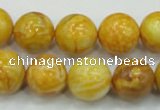 CAG5941 15.5 inches 12mm round yellow crazy lace agate beads