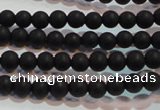 CAG6010 15.5 inches 4mm round matte black agate beads