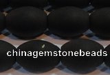 CAG6027 15.5 inches 12*16mm rice matte black agate beads