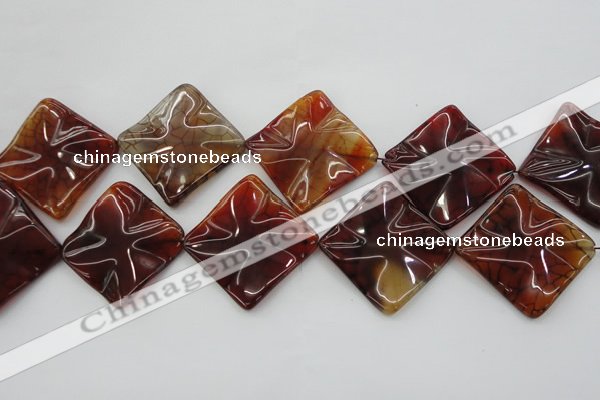 CAG6072 15.5 inches 40mm wavy diamond dragon veins agate beads