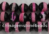 CAG6155 15 inches 8mm faceted round tibetan agate gemstone beads