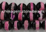 CAG6157 15 inches 14mm faceted round tibetan agate gemstone beads