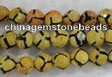 CAG6166 15 inches 10mm faceted round tibetan agate gemstone beads