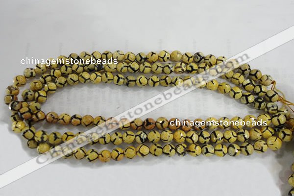 CAG6168 15 inches 14mm faceted round tibetan agate gemstone beads