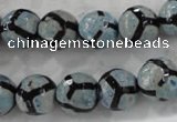 CAG6185 15 inches 8mm faceted round tibetan agate gemstone beads