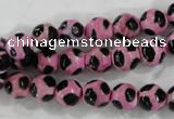 CAG6213 15 inches 14mm faceted round tibetan agate gemstone beads