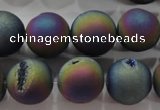 CAG6286 15 inches 16mm round plated druzy agate beads wholesale