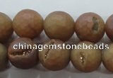CAG6332 15 inches 8mm faceted round plated druzy agate beads