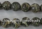 CAG6382 15 inches 8mm faceted round tibetan agate gemstone beads