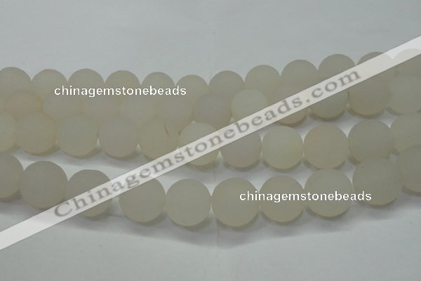 CAG6685 15 inches 18mm round white pilates agate beads