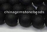 CAG6740 15 inches 8mm round black pilates agate beads