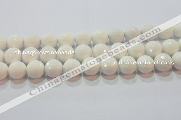 CAG7187 15.5 inches 18mm faceted round white agate gemstone beads