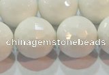 CAG7188 15.5 inches 20mm faceted round white agate gemstone beads
