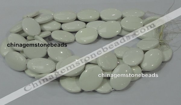 CAG725 15.5 inches 20*30mm oval white agate gemstone beads wholesale