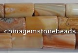 CAG7312 15.5 inches 10*20mm tube red botswana agate beads
