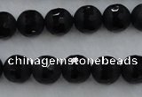 CAG7451 15.5 inches 6mm faceted round matte black agate beads