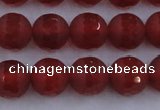 CAG7458 15.5 inches 10mm faceted round matte red agate beads