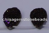 CAG7986 Top drilled 22*30mm flat teardrop plated white druzy agate beads