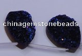 CAG7987 Top drilled 22*30mm flat teardrop plated white druzy agate beads