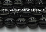 CAG8001 15.5 inches 10mm carved round black agate beads