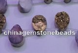 CAG8103 Top drilled 10*14mm teardrop glod plated druzy agate beads