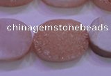CAG8201 7.5 inches 20*30mm oval champagne plated druzy agate beads