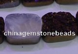 CAG8255 Top drilled 18*25mm rectangle purple plated druzy agate beads