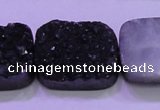 CAG8267 Top drilled 20*30mm rectangle black plated druzy agate beads