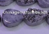 CAG8312 7.5 inches 18*25mm teardrop silver plated druzy agate beads