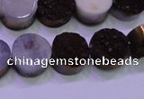 CAG8365 7.5 inches 16mm coin purple plated druzy agate beads