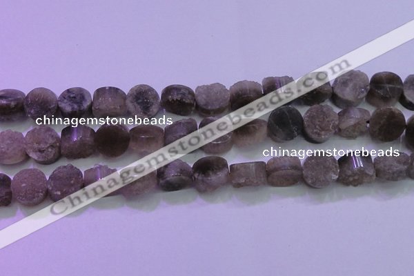 CAG8433 15.5 inches 16mm coin grey druzy agate gemstone beads