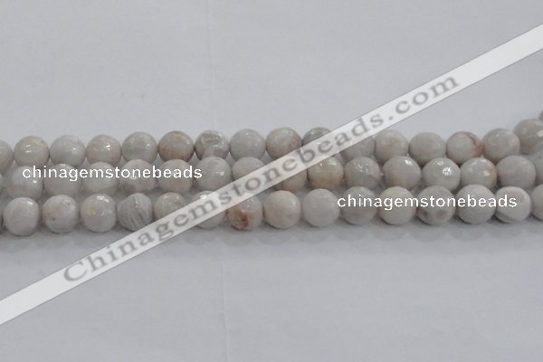 CAG8518 15.5 inches 14mm faceted round grey agate beads wholesale