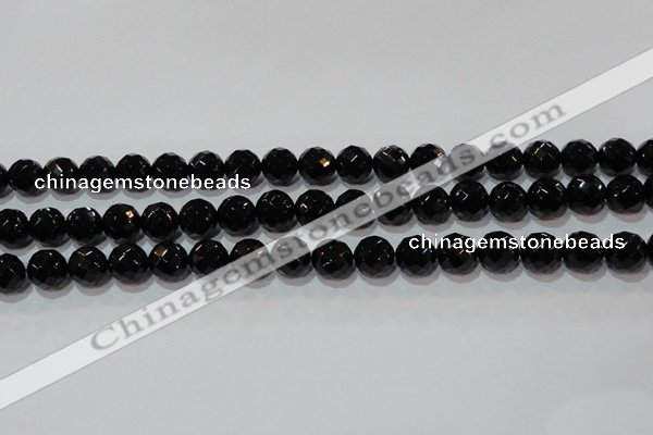CAG8613 15.5 inches 12mm faceted round black agate gemstone beads