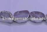 CAG8660 7.5 inches 13*18mm freeform silver plated druzy agate beads