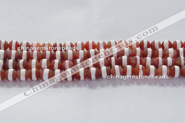 CAG8707 15.5 inches 10mm round matte tibetan agate gemstone beads