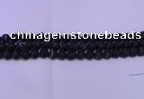 CAG8871 15.5 inches 6mm round matte black line agate beads