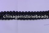 CAG8872 15.5 inches 8mm round matte black line agate beads