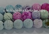 CAG8978 15.5 inches 4mm faceted round fire crackle agate beads
