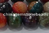 CAG9267 15.5 inches 14mm faceted round line agate beads wholesale