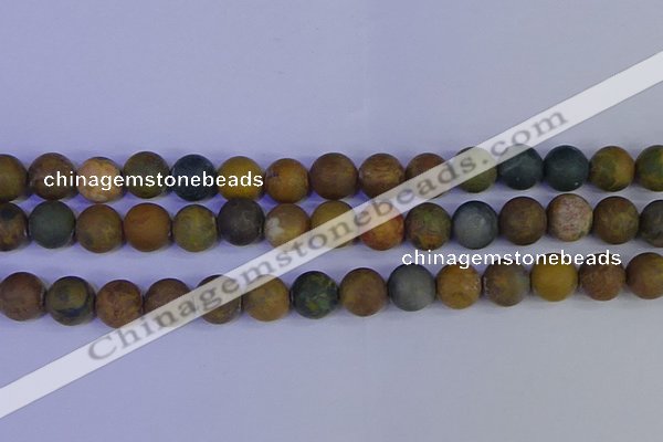 CAG9285 15.5 inches 14mm round matte ocean jasper beads wholesale