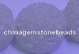 CAG9436 7.5 inches 35mm coin white plated druzy agate beads