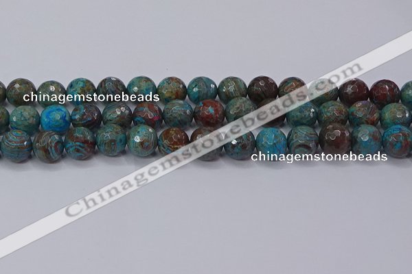 CAG9484 15.5 inches 12mm faceted round blue crazy lace agate beads