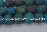 CAG9494 15.5 inches 8mm round matte blue crazy lace agate beads