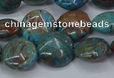 CAG9515 15.5 inches 14mm flat round blue crazy lace agate beads