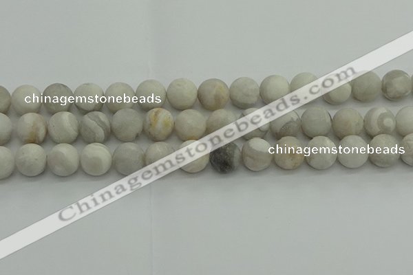 CAG9704 15.5 inches 12mm round matte grey agate beads wholesale
