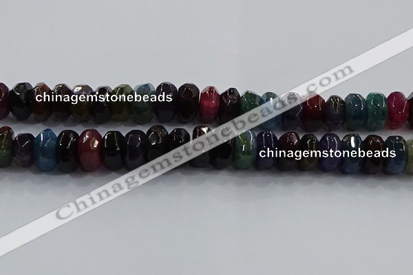 CAG9771 15.5 inches 8*16mm faceted rondelle agate gemstone beads