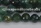 CAG9825 15.5 inches 8mm faceted round moss agate beads