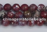 CAG9904 15.5 inches 6mm faceted round red lightning agate beads