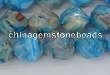 CAG9959 15.5 inches 10mm faceted nuggets blue crazy lace agate beads