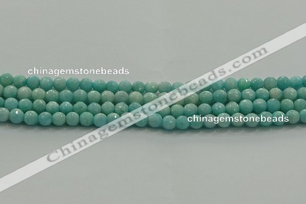 CAM1521 15.5 inches 6mm faceted round natural peru amazonite beads